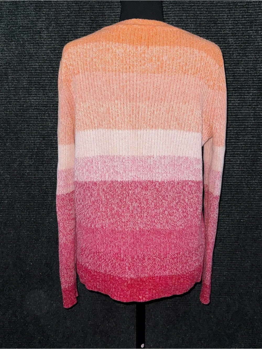 Talbots 100% Pima Cotton P Small Ombre Sweater Pink Orange Colorblock Knit Top